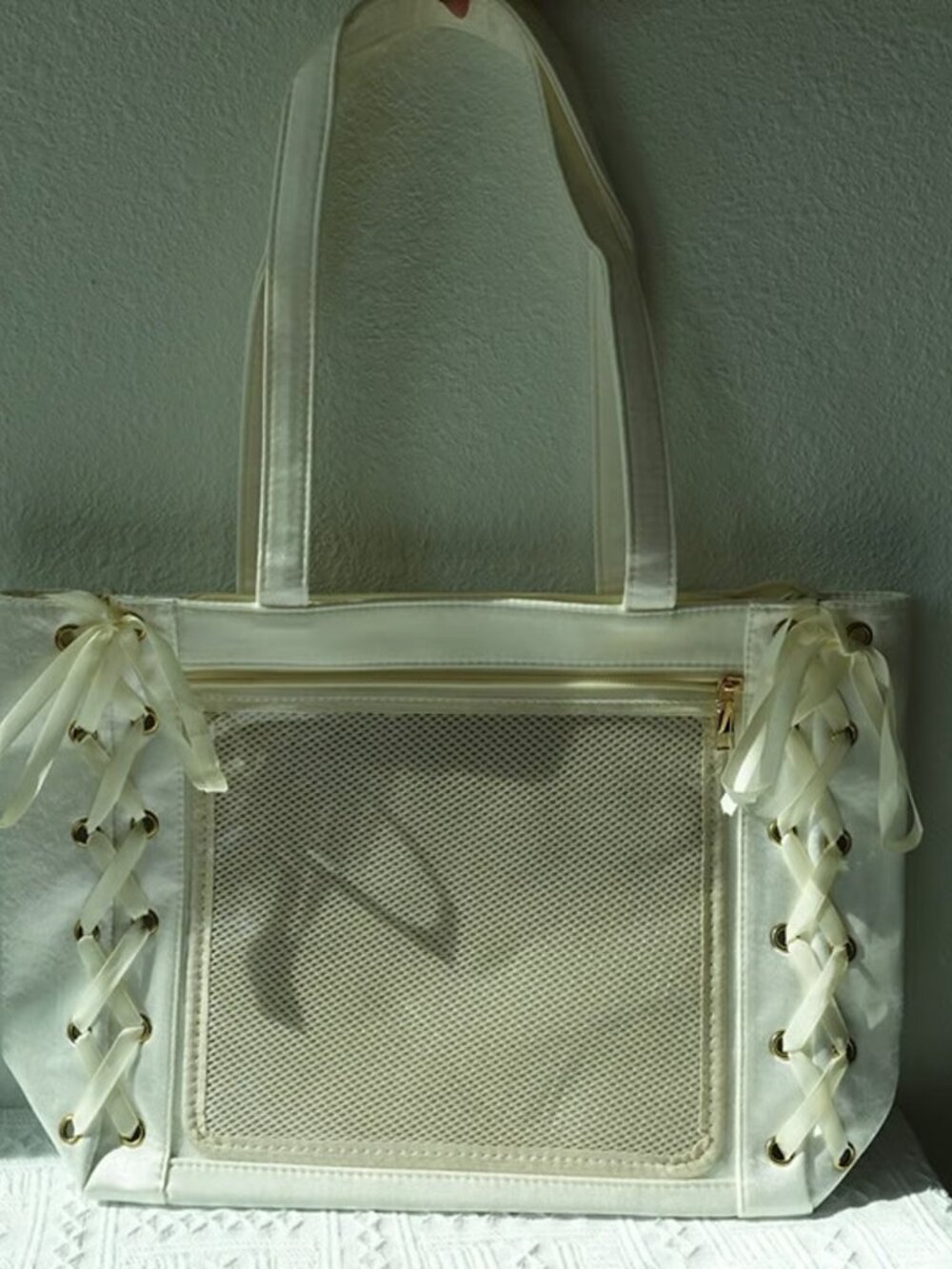 IVORY Y2K Kawaii Satin Ita Bag Tote Anime Clear Window Shoulder Bag Itabag